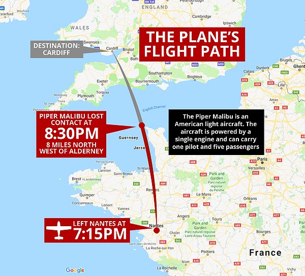 Guernsey adasının yaklaşık 20 kilometre kuzeyinde sinyali kesilen jetten haber alınamadı.