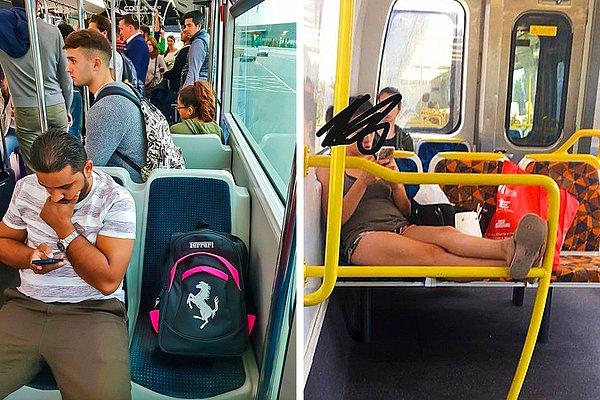 10. Sırt çantaları ve bacaklar insan değildir, ayrı bir koltuğa ihtiyaç duymazlar. O yüzden çekin şunları da insanlar otursun.