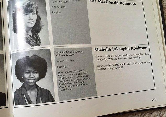 14. "Amcamın yıllığında Michelle Obama'yı bulduk."