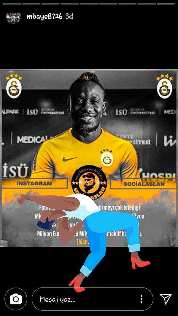 Önceki paylaşımını kaldıran Mbaye Diagne, bu kez Galatasaray formalı fotoğrafını paylaştı.