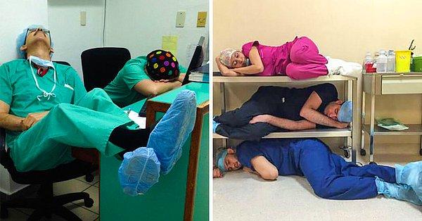 Bonus: Dünyanın her yerinden doktorlar son zamanlarda, ne kadar uzun saatler çalıştıklarını göstermek için bu fotoğrafları paylaşmaya başladılar.
