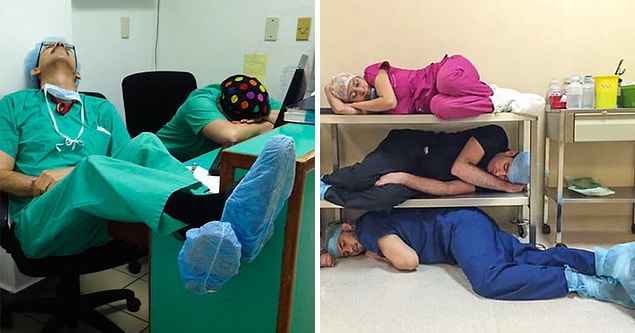 Bonus: Dünyanın her yerinden doktorlar son zamanlarda, ne kadar uzun saatler çalıştıklarını göstermek için bu fotoğrafları paylaşmaya başladılar.