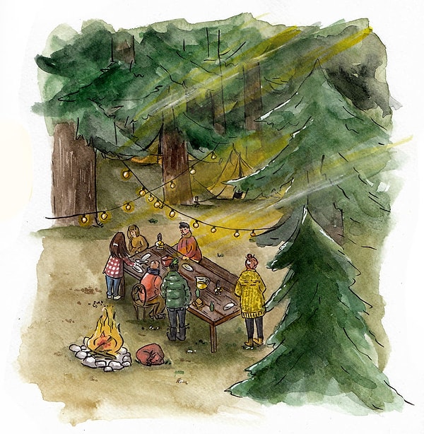 5. Сытная еда, природа, согревающий костер, свежий воздух и компания добрых друзей!