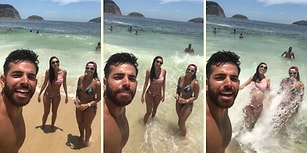 Selfie Yaparken Arkadan Gelen Dalganın Gazabına Uğrayan Kadın