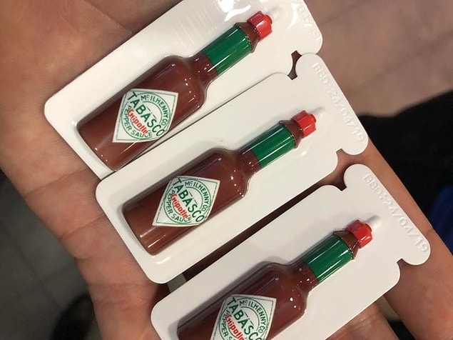 4. In Finland, you can find these disposable Tabasco packets in a fast food restaurant.