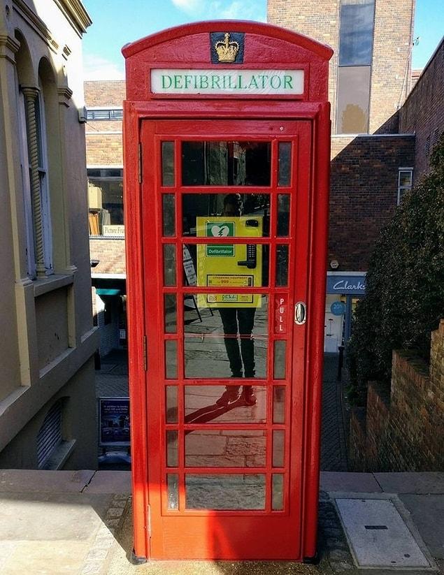 12. Telephone boxes are being repurposed as public defibrillators in the United Kingdom.