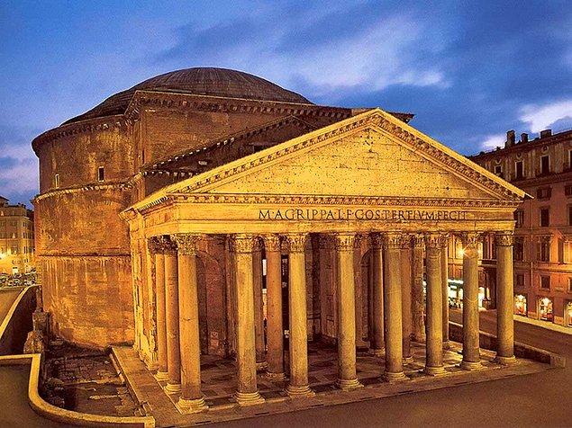 11. Milattan sonra 118'de inşa edilen Roma Panteonu günümüzde halen dünyanın en büyük desteksiz kubbesine sahiptir.