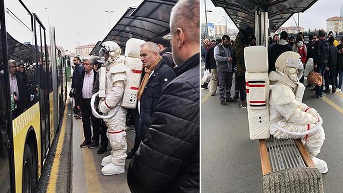 Metrobüs Durağında Astronot Kıyafetli Kişiyi Gören Yurdum İnsanından Muhteşem Tepkiler