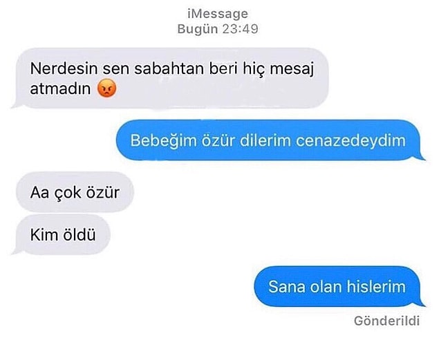15. Gelişine vurdu.