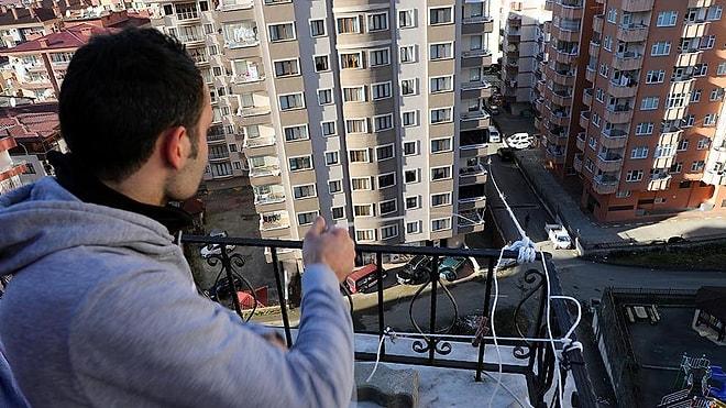 Rize'de Yaşayan Vatandaş Markete Gitmeye Üşendi, Evinin Balkonuna Teleferik Kurdu: 'İn Çık Zor Oluyor'