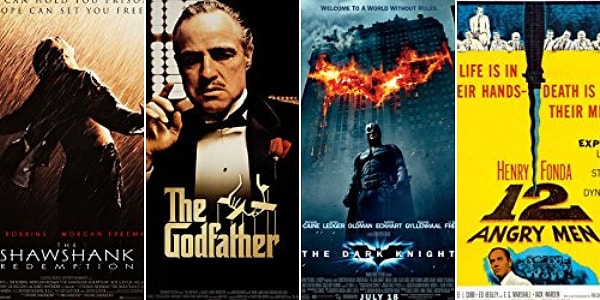 1. Побег из Шоушенка - Крестный отец - Тёмный рыцарь - 12 разгневанных мужчин