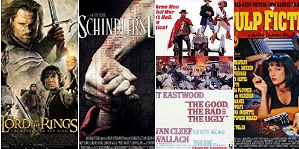 2. Властелин колец - Список Шиндлера - Хороший, плохой, злой - Криминальное чтиво