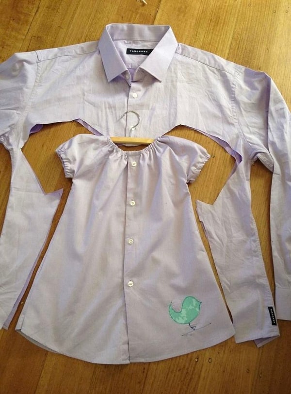 9. Новое платье для девочки из старой рубашки