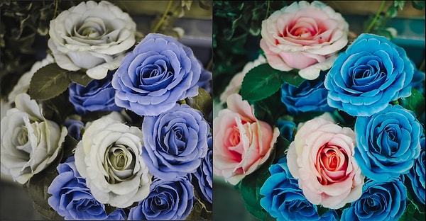 8. На каком из этих букетов есть розовые цветы?