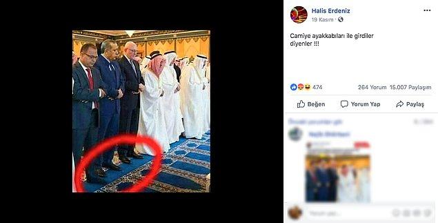 4. "Fotoğrafın Erdoğan’ı camide ayakkabıyla namaz kılarken gösterdiği iddiası."