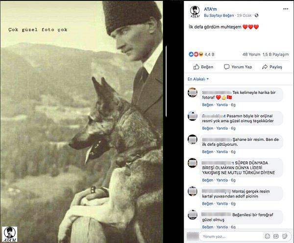 5. "Fotoğrafın Atatürk’ü bir kurt köpeğiyle yan yana gösterdiği iddiası."