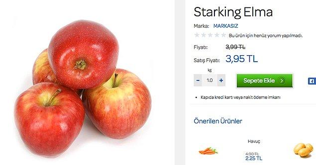 Tanzim satış noktalarında starking tipi elma 2.5 lirayken marketler elmayı daha yüksek fiyatlara satıyor.