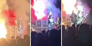 Konser Sırasında Saçları Yanmaya Başlayan Müzisyenin Hiçbir Şey Olmamış Gibi Şarkısına Devam Ettiği Efsane Anlar