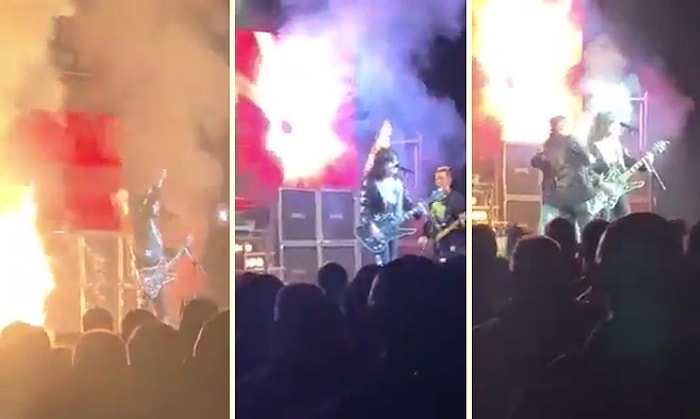 Konser Sırasında Saçları Yanmaya Başlayan Müzisyenin Hiçbir Şey Olmamış Gibi Şarkısına Devam Ettiği Efsane Anlar