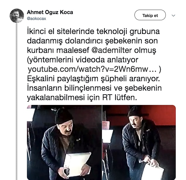 Twitter'da bir kullanıcı olayı şöyle duyurdu.