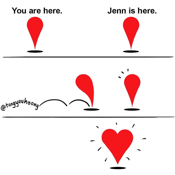 4. Ты здесь, а Джен - там.