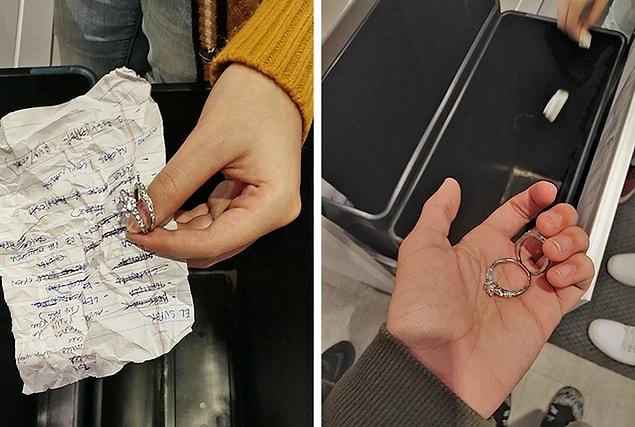 14. “We found 2 diamond rings wrapped in a shopping list in a display trash bin in IKEA.”