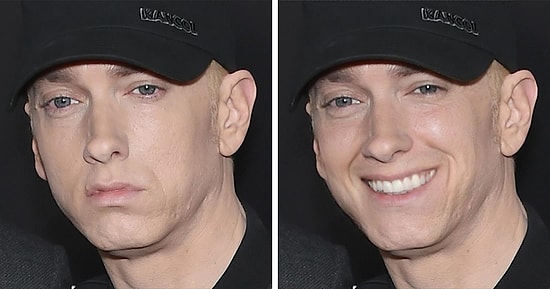 Фотошоп-шутник заставил Эминема улыбаться на всех снимках: получилась та еще смешная жуть