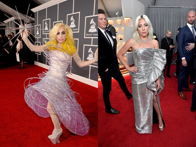 1. Lady Gaga at the Grammys in 2010 vs 2019