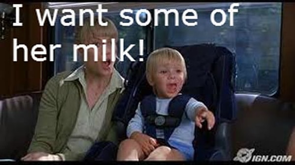 14. "Babies assuming you must have an abundance of milk in your giant jugs."