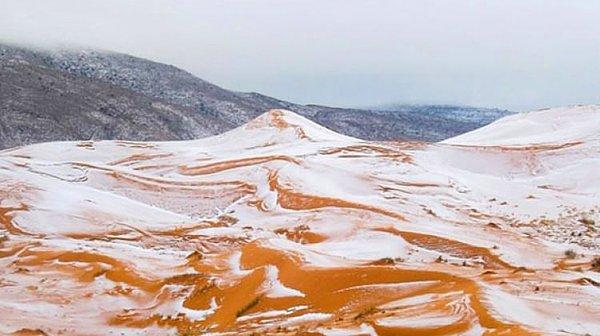 1979: Sahra Çölü'ne kar yağdı.