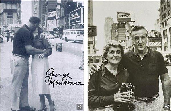 1980'lerde George ile Times Meydanı'nda görüşen Greta, Eisenstadt'ın onları yeniden fotoğraflamasıyla fotoğrafı tekrar canlandırmış.