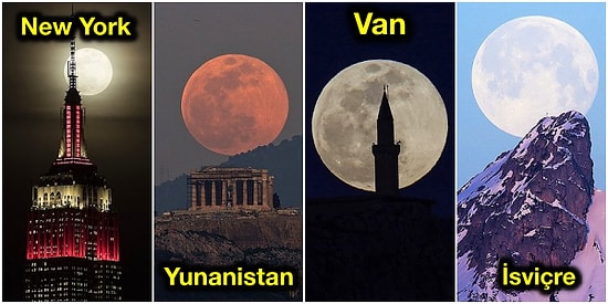 Her Biri Ayrı Güzel! En Büyük ve En Parlak Haliyle Görülen Süper Ay'ın Fotoğraflandığı Farklı Ülkelerden Büyüleyici Kareler