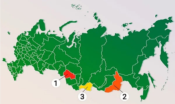 4. Какая цифра указывает на Республику Тыва?