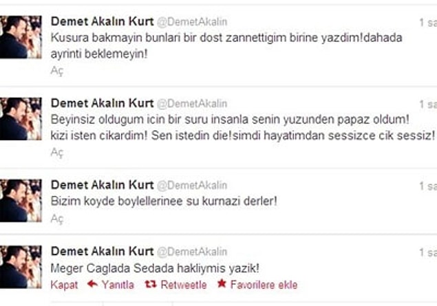 İşte bu tweetlerle Demet-Alişan kavgasının başlangıcına şahit olmuştuk.