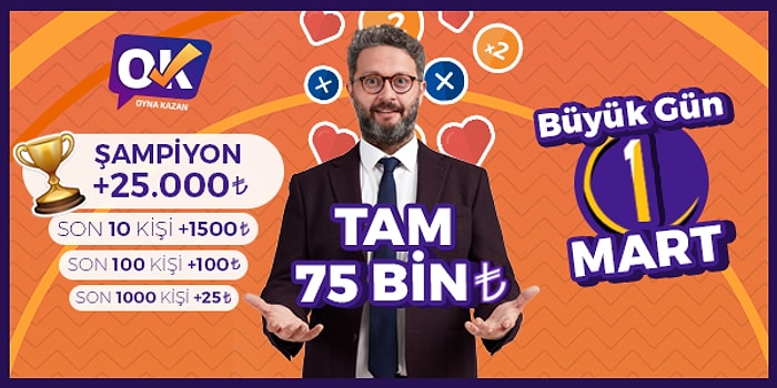 Sen de Oyna Sen de Kazan: Oyna Kazan 1 Mart'ta Birinciye 25.000 TL Toplamda 75.000 TL Dağıtacak!