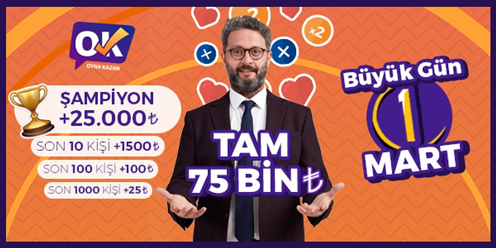 Sen de Oyna Sen de Kazan: Oyna Kazan 1 Mart'ta Birinciye 25.000 TL Toplamda 75.000 TL Dağıtacak!
