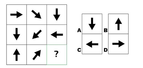 7. Какая стрелка должна продолжить ряд?