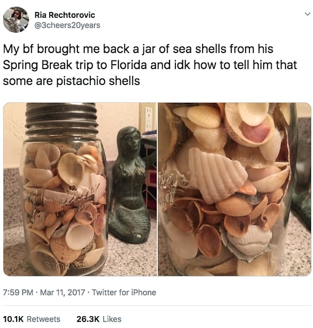 11. "The boyfriend who brought his partner back a souvenir:"