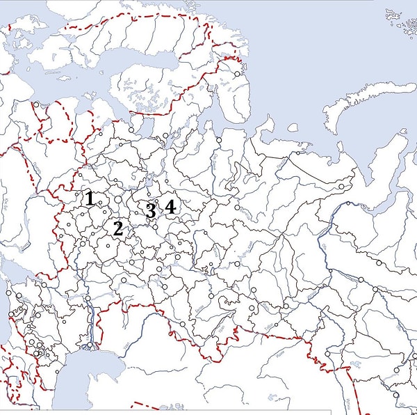2. Назовите местонахождение Орловской области: