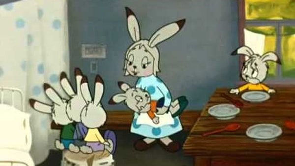 9. Что Заяц нес в мешке "4 сыночкам и лапочке-дочке"?