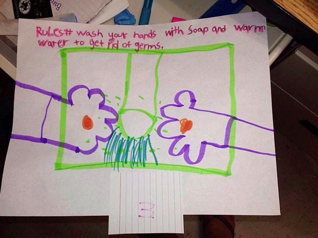 17. "My 2nd grade teacher friend had a class assignment to draw the best way to prevent germs. This kid did not fail to disappoint."