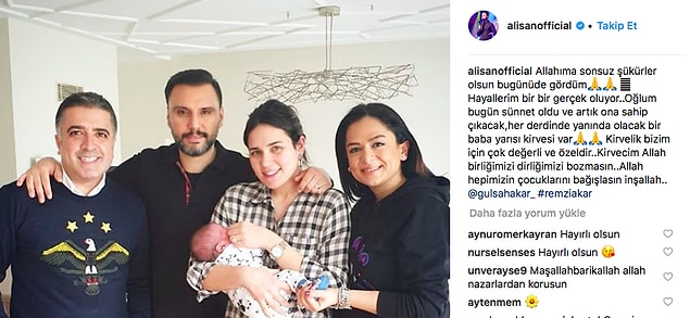 Çocuklarına kavuşmanın heyecanını yaşayan çift, yakın zamanda Burak'ı sünnet ettirdi ve Alişan sünnet heyecanını Instagram hesabından bu fotoğrafı koyarak takipçileriyle paylaştı.