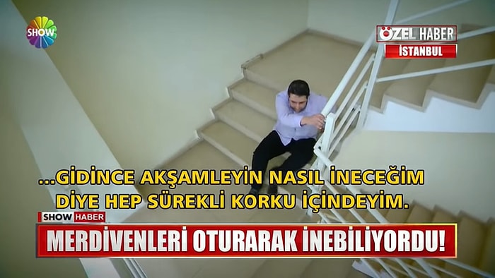 Merdiven Korkusu Yüzünden Merdivenleri Oturarak İnip Çıkan Adam