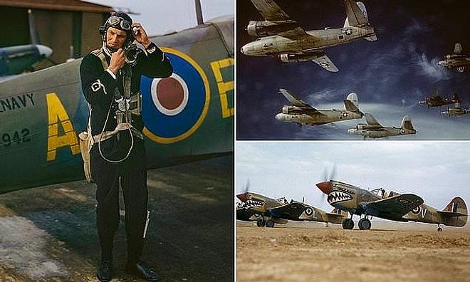 İkinci Dünya Savaşındaki Savaş Uçakları ve Mürettabetın Adeta Dün Çekilmiş Gibi Renklendirilmiş Fotoğrafları