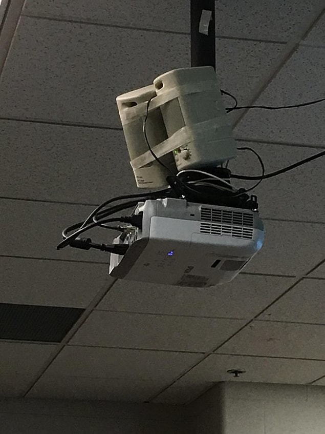 12. “My teacher has this strange set-up for his speakers.”