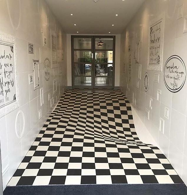 5. Perfectly flat floor, designed to stop people from running in the hallway