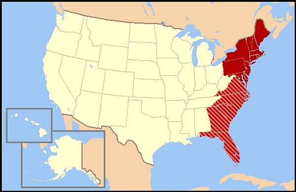 1. Каким океаном омывается восточное побережье США?