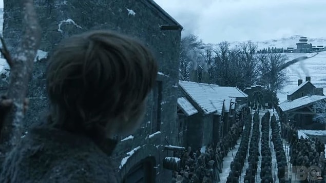 Next, we get a rare glimpse of Winter Town and the arrival of the Unsullied...