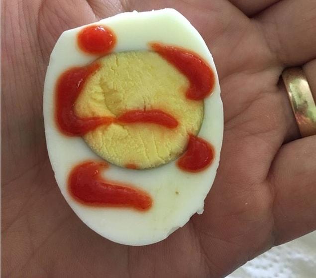 12. “The siracha I put on my egg accidentally looks like someone hugging the sun.”