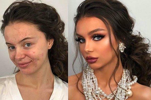 Gelinleri özel günleri için tamamen değiştirmesiyle bilinen bir makyaj sanatçısı, değişimlerinin öncesi ve sonrası fotoğraflarını paylaştı.